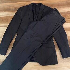 J.Crew Ludlow Suit Mens 38R Italian Tessuti Carpin Black Cotton 35x29 Pants